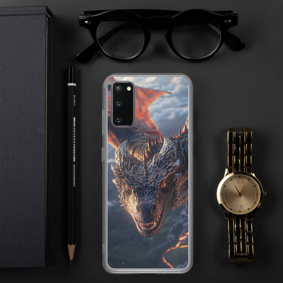 Infernal Flight winged fire dragon clear case for Samsung Galaxy S20 – angled clear-side view 8