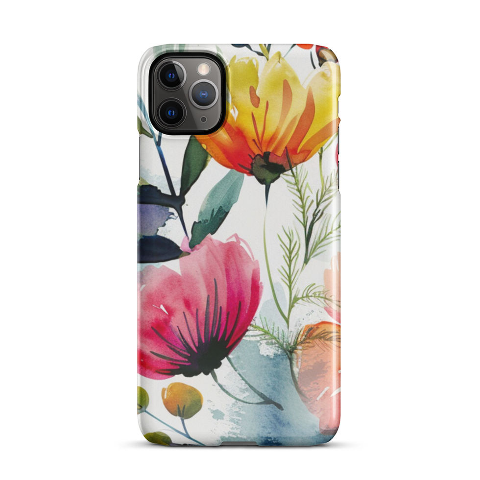 Crimson Meadow slim snap case for iPhone 12 mini, side edge view 4 with vivid red, coral and blush flowers