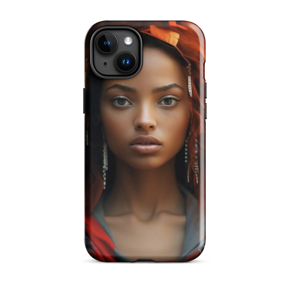 Titanium iPhone 15 Pro tough cover displaying rich fashion detail
