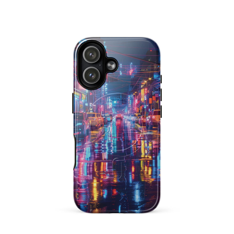 Neon Velocity MagSafe tough iPhone case with futuristic neon car artwork — gallery view 01