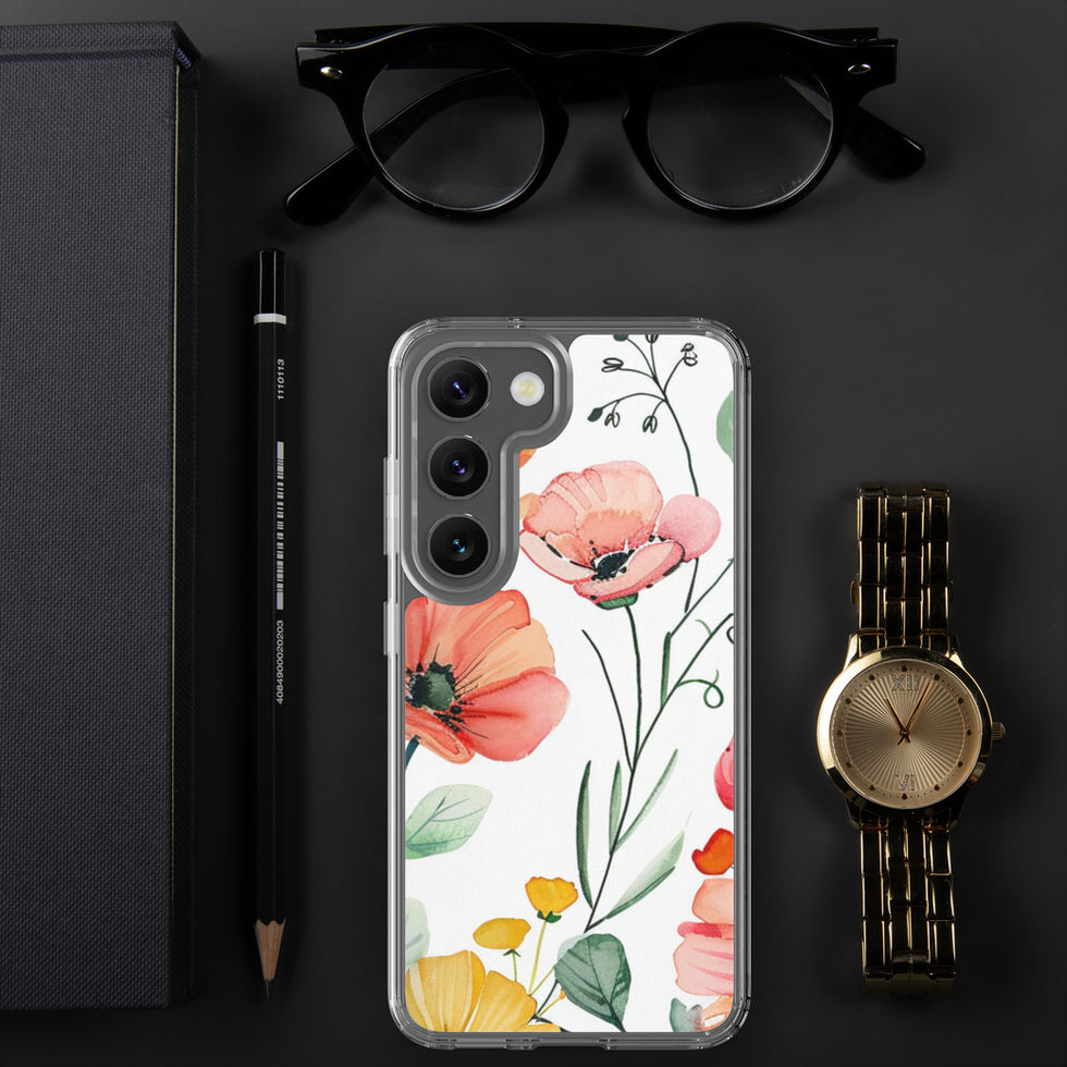 Petal Blush clear Samsung case, scattered stems 40