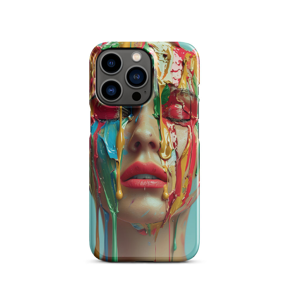 Vivid Metamorphosis snap case for iPhone with colourful transformational portrait art, rear view, preview 11