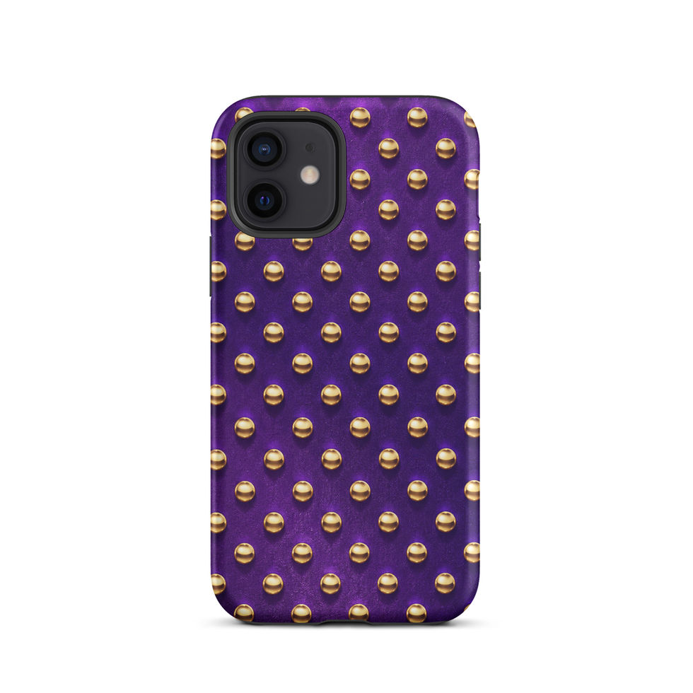 Amethyst Gold Dots tough case for iPhone 12, gold-look dots on amethyst purple