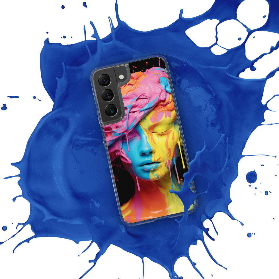 Vivid Serenity clear Samsung case with radiant peaceful portrait artwork, reinforced corner view, image 24