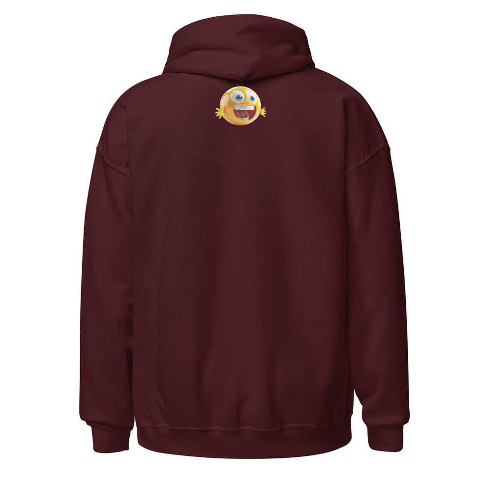 Ethereal Circuitry: maroon unisex hoodie showing back and hood