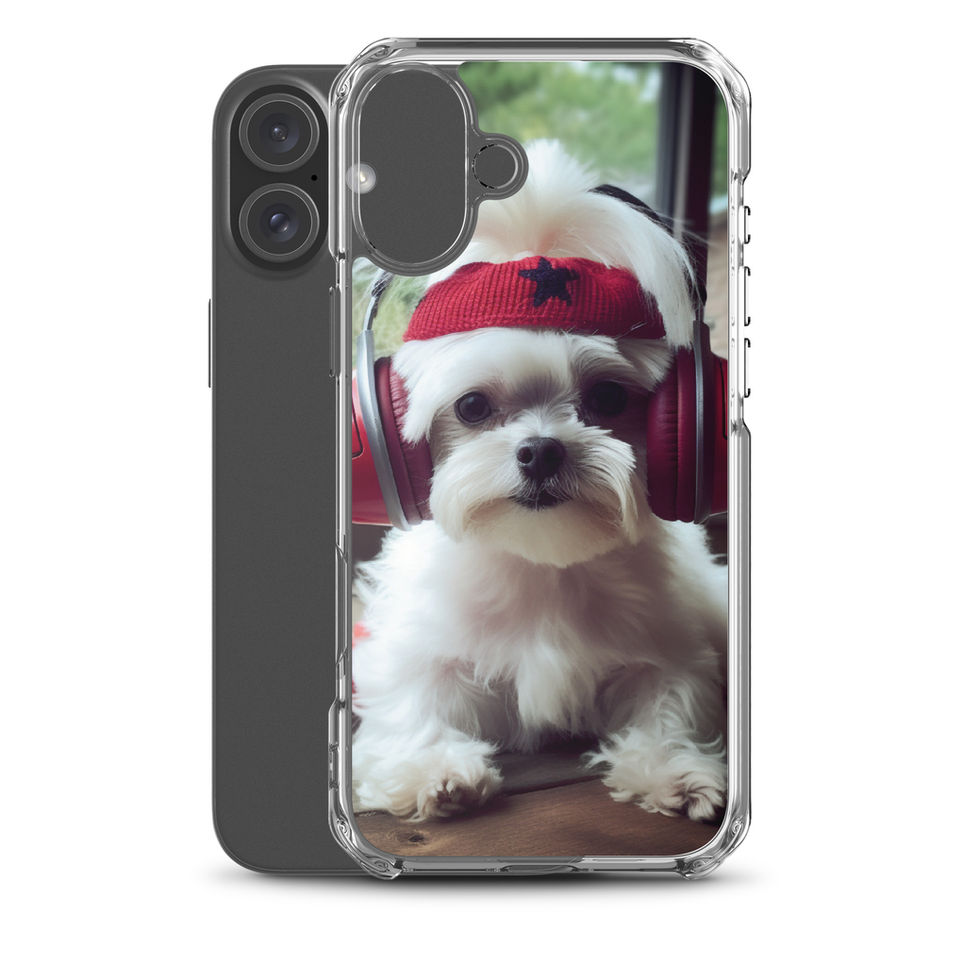 Groove Pup music-loving dog artwork on a clear iPhone case โ gallery view 41