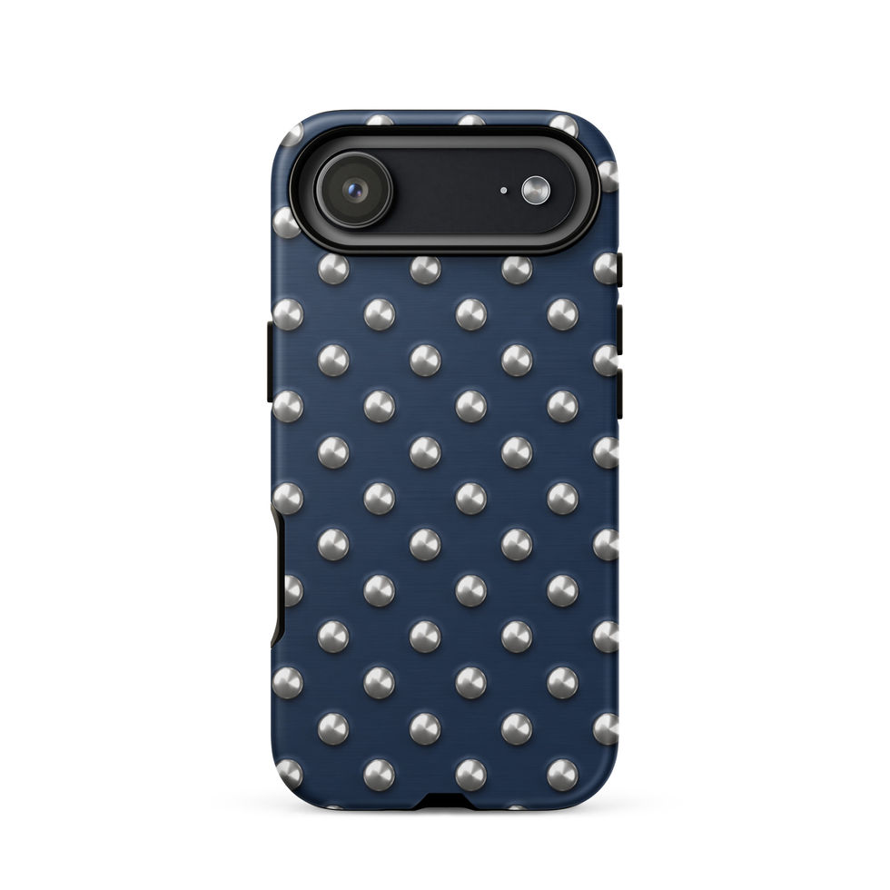 Midnight Silver Dots tough case for iPhone 17 Air, silver-look dots on navy blue