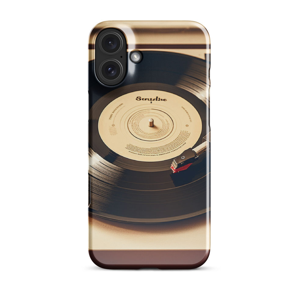 Golden Grooves slim iPhone Snap Case workspace flat lay with the gold artwork facing up, image 21.