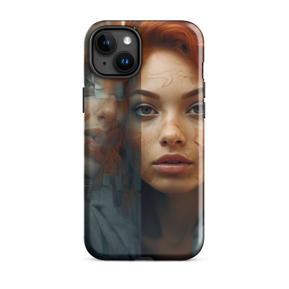 Twisted Reflection dual-layer iPhone tough case with dramatic portrait artwork, screen edge protection, image 18