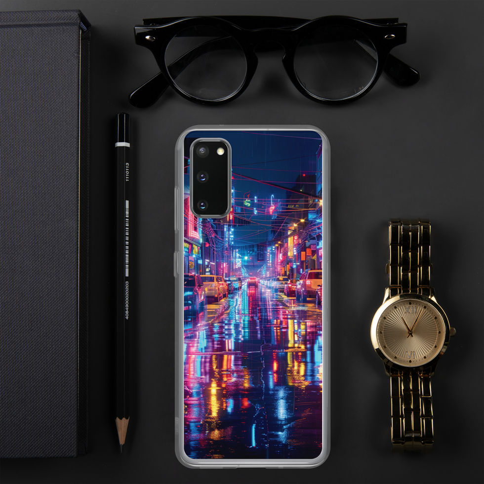 Neon Velocity clear Samsung case with electric neon car and city artwork — gallery view 08