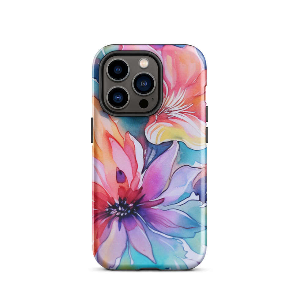 Wild Bloom Whispers floral Tough Case for iPhone 14 Pro Max, colourful botanical front view 15