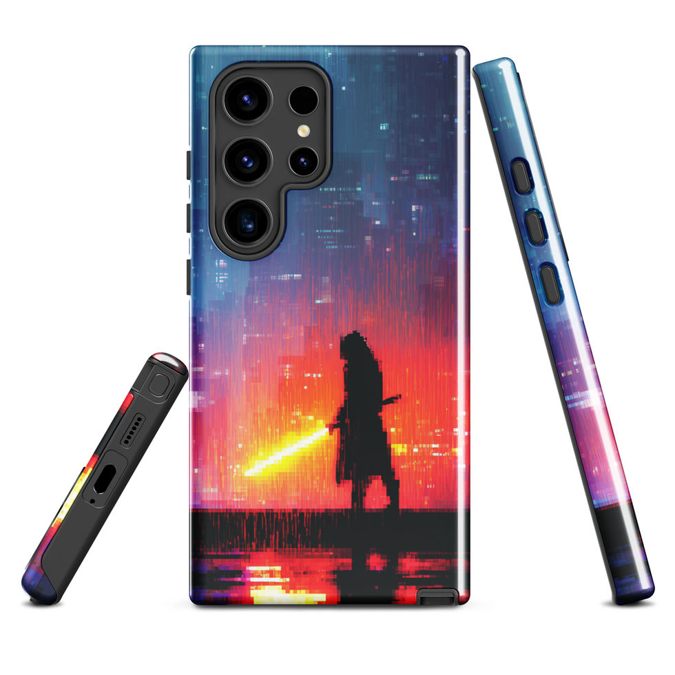 Digital Ember Ronin Tough Case for Samsung Galaxy S25, side profile, ember-lit samurai and neon city artwork, gallery 9