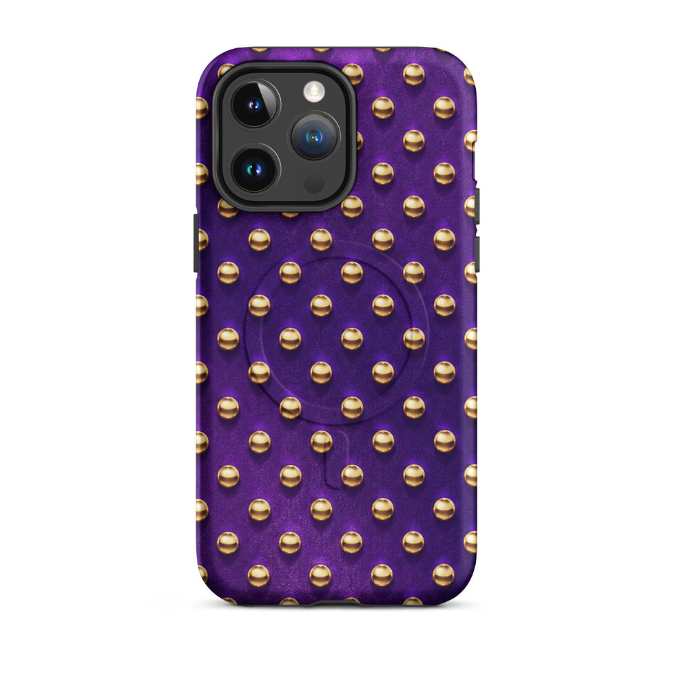 Amethyst Gold Dots magsafe case for iPhone 14 Pro Max, gold-look dots on amethyst purple