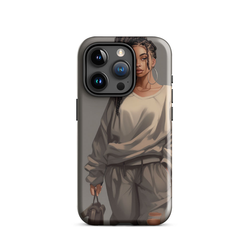Flagship iPhone 15 Pro Max case with poised Black portrait and urban edge