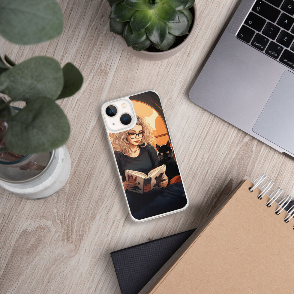 Literary Haven iPhone clear case with literary illustration
