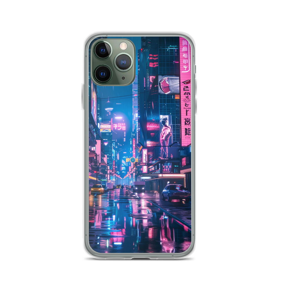 Neon Skyline luminous towers on clear iPhone case — gallery view 04