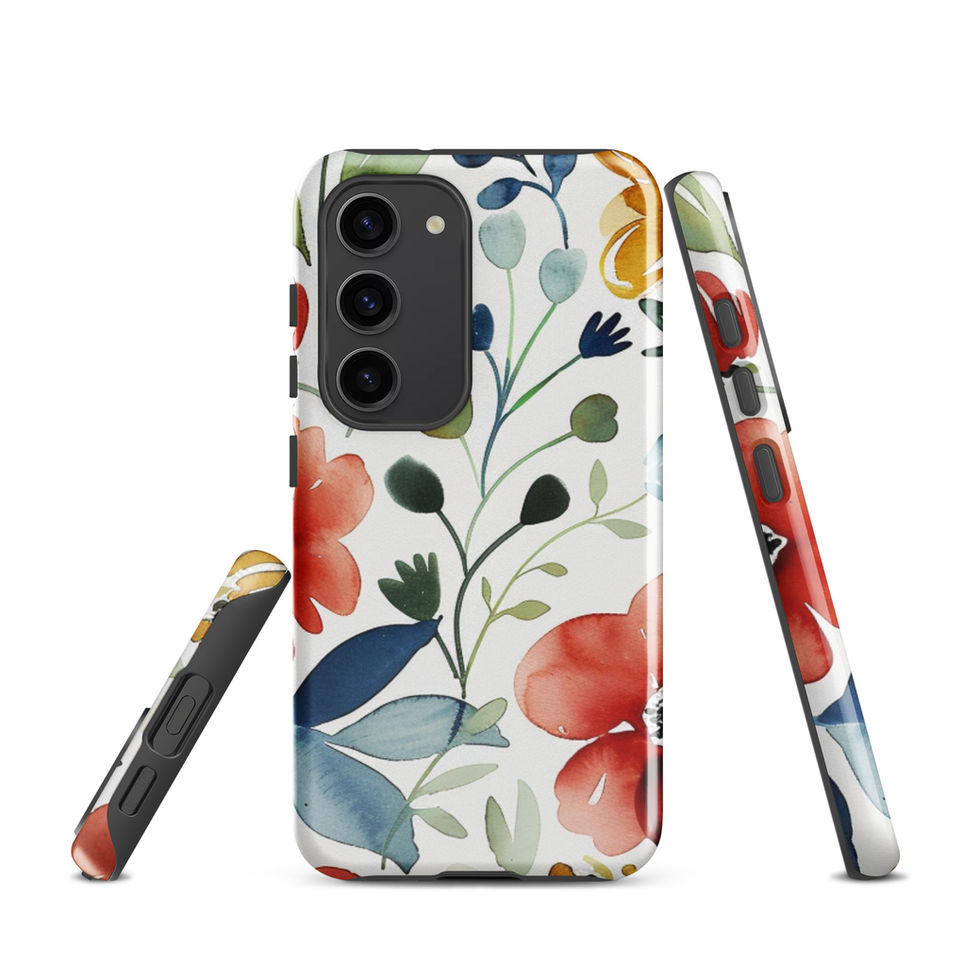 Watercolour Bloom tough case for Samsung Galaxy S23 Plus, dual-layer orange floral artwork, image 4