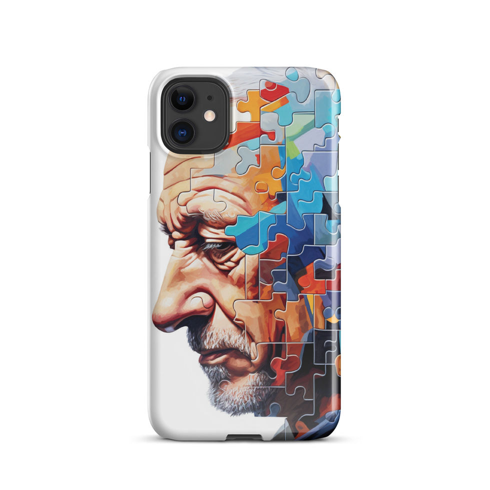“Fading Pieces” snap case for iPhone, angled front view, image 2