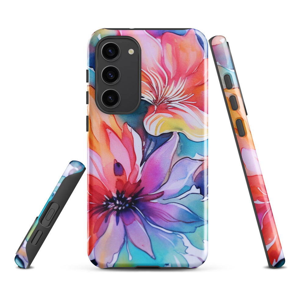 Wild Bloom Whispers Tough Case for Samsung, colourful floral camera cutout view 5