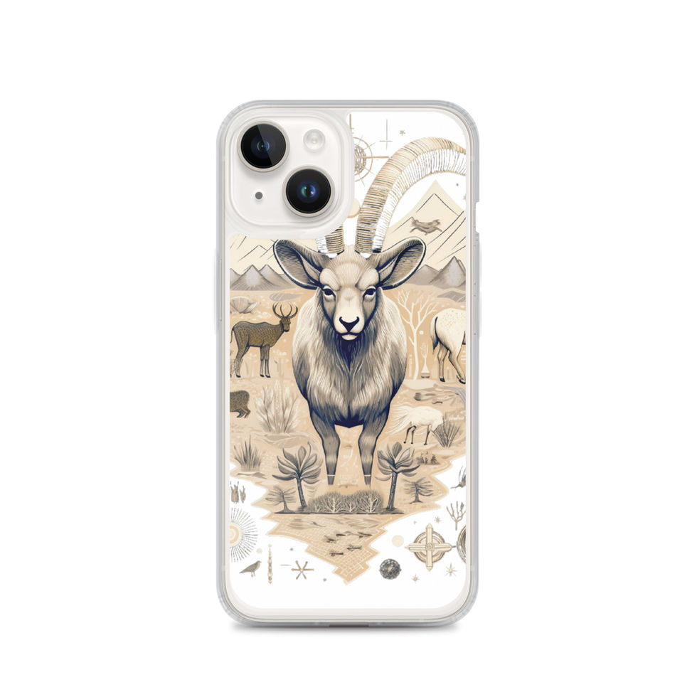 Nomadic ram-mockup-29 showing Nomadic Spirit artwork on an iPhone clear phone case