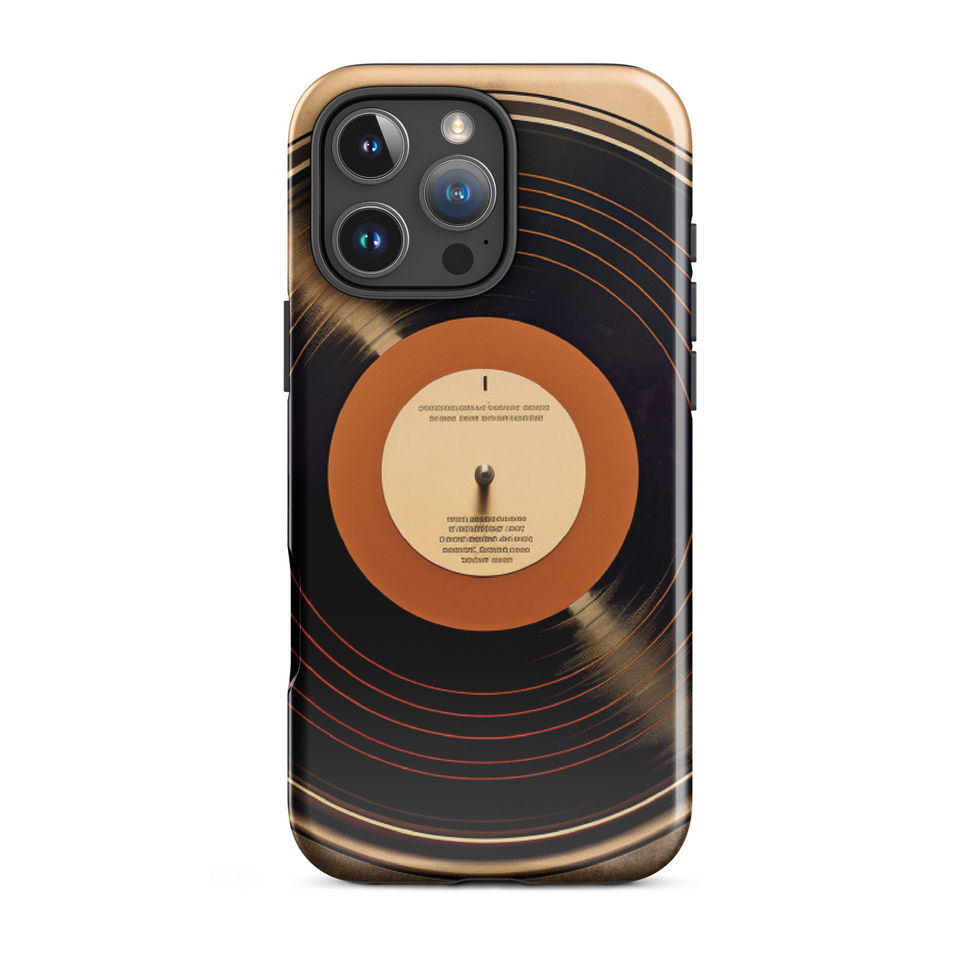 Vintage Vibes protective iPhone Tough Case diagonal lifestyle view in a modern workspace, image 24.