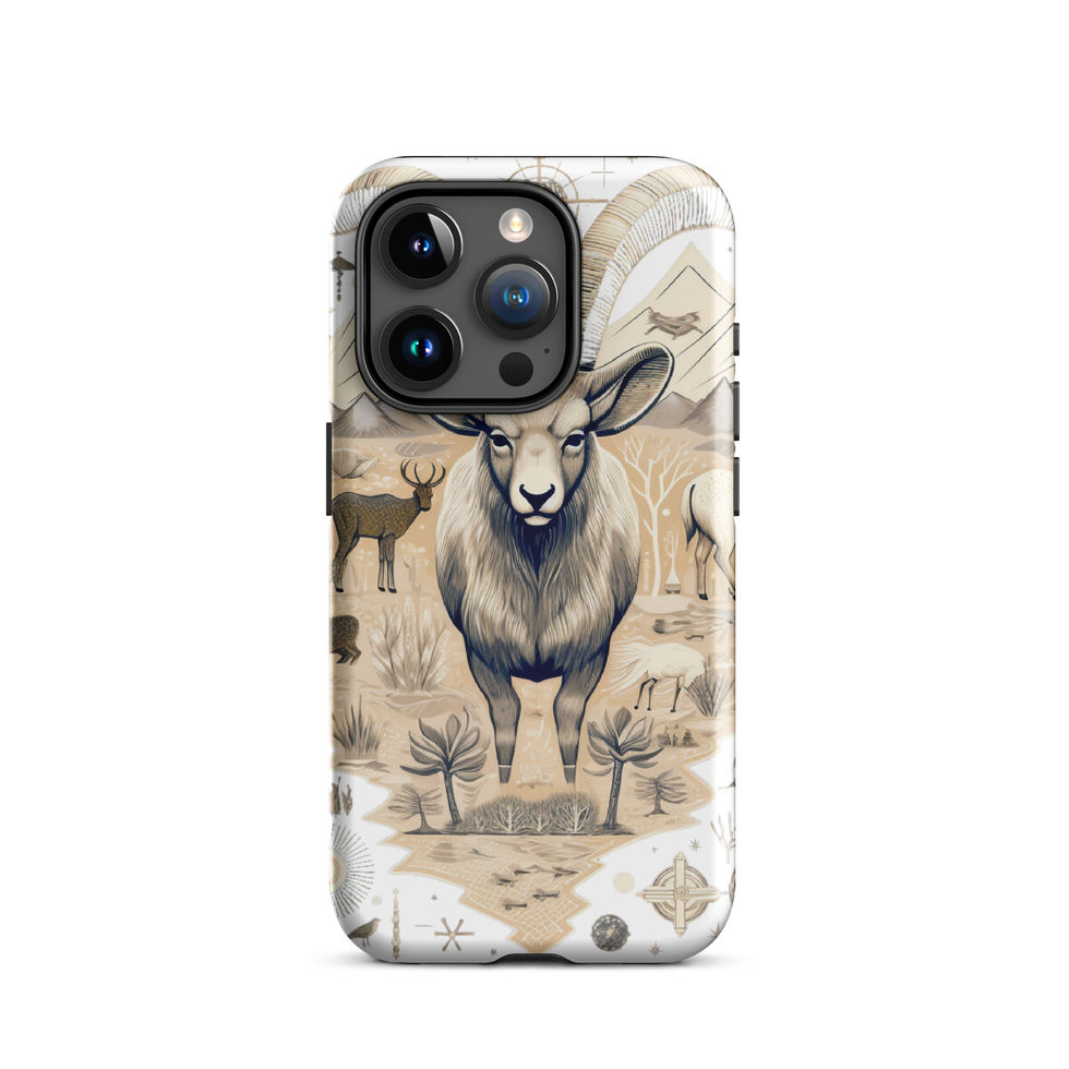 Nomadic ram-mockup-19 showing Nomadic Spirit artwork on an iPhone tough phone case
