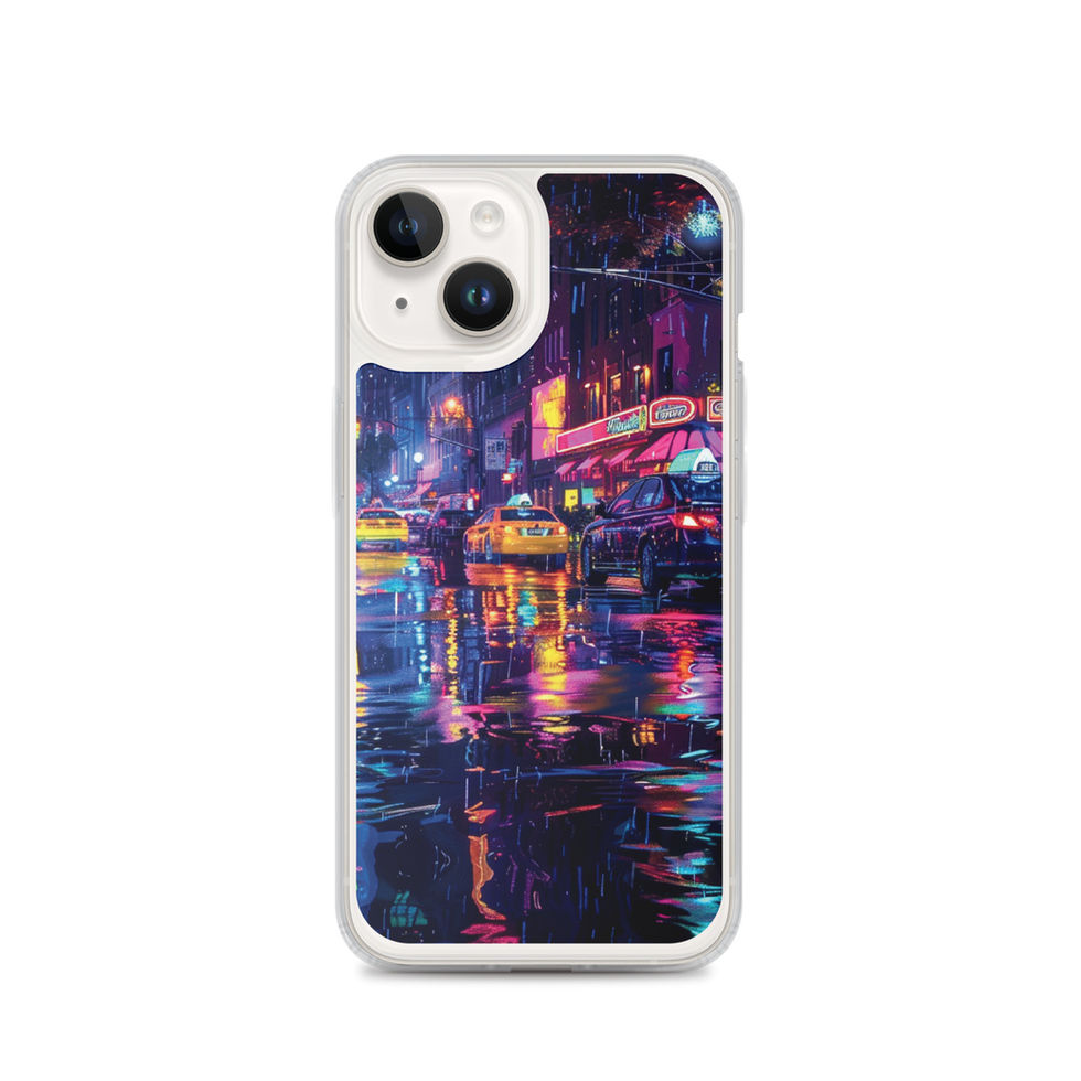 Neon City Nights illuminated street artwork on a transparent clear iPhone case โ gallery view 01
