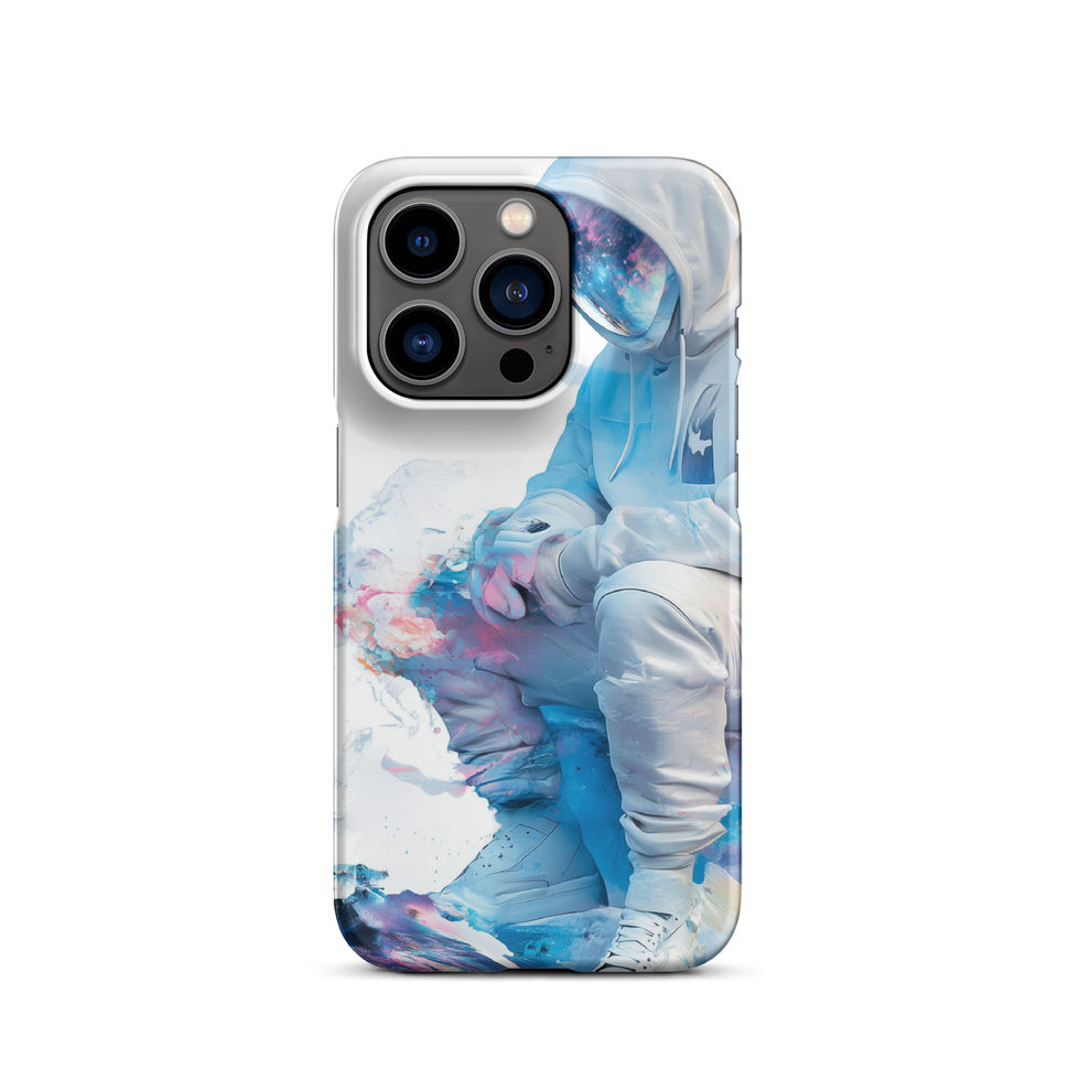 Fluro Space Traveller iPhone Snap case, blue foreground beneath the figure