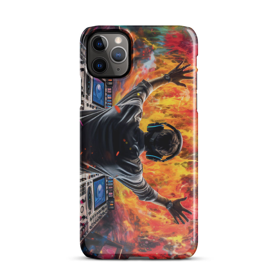 Neon Soundwave glowing music-wave artwork on a slim snap iPhone case for iPhone 12 Mini
