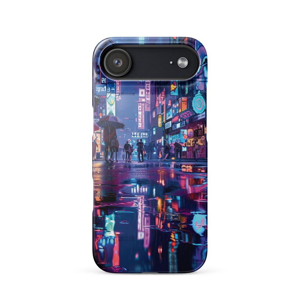 Neon Rainfall slim iPhone snap case with luminous rainy city scene — gallery view 25
