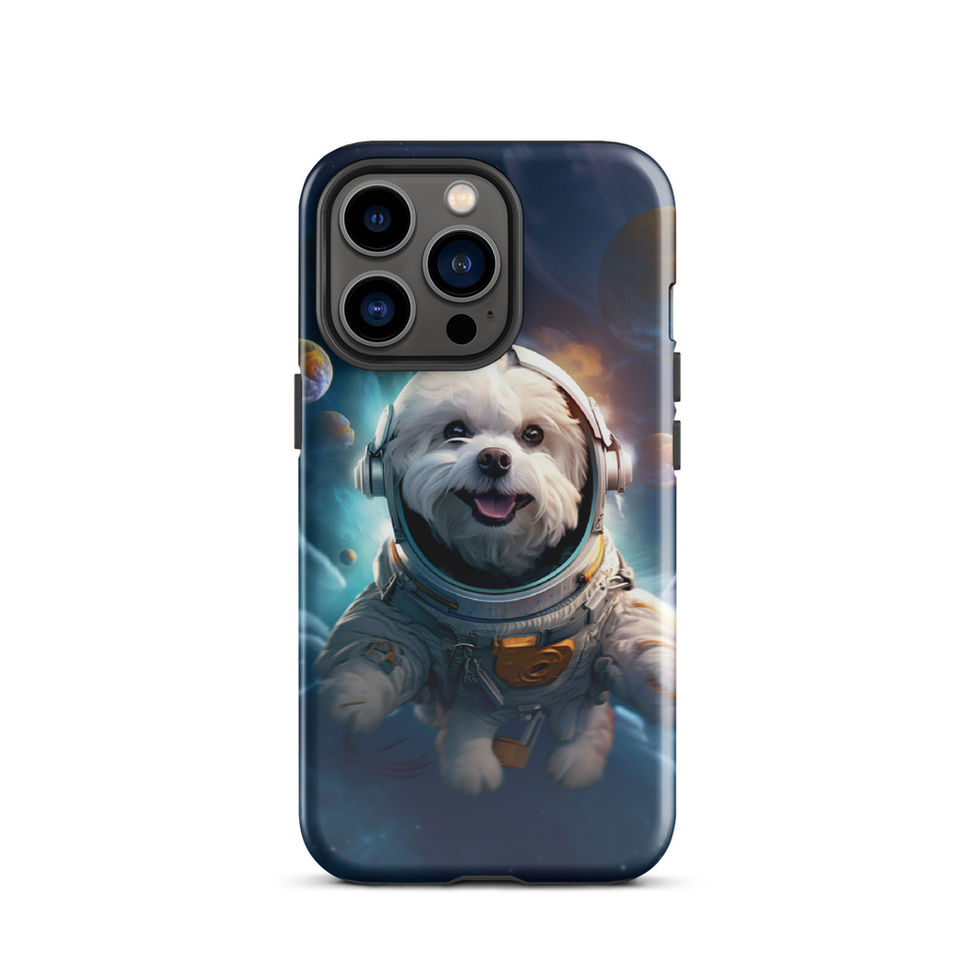 Galactic Voyager cosmic dog iPhone tough case — three-quarter case angle 11
