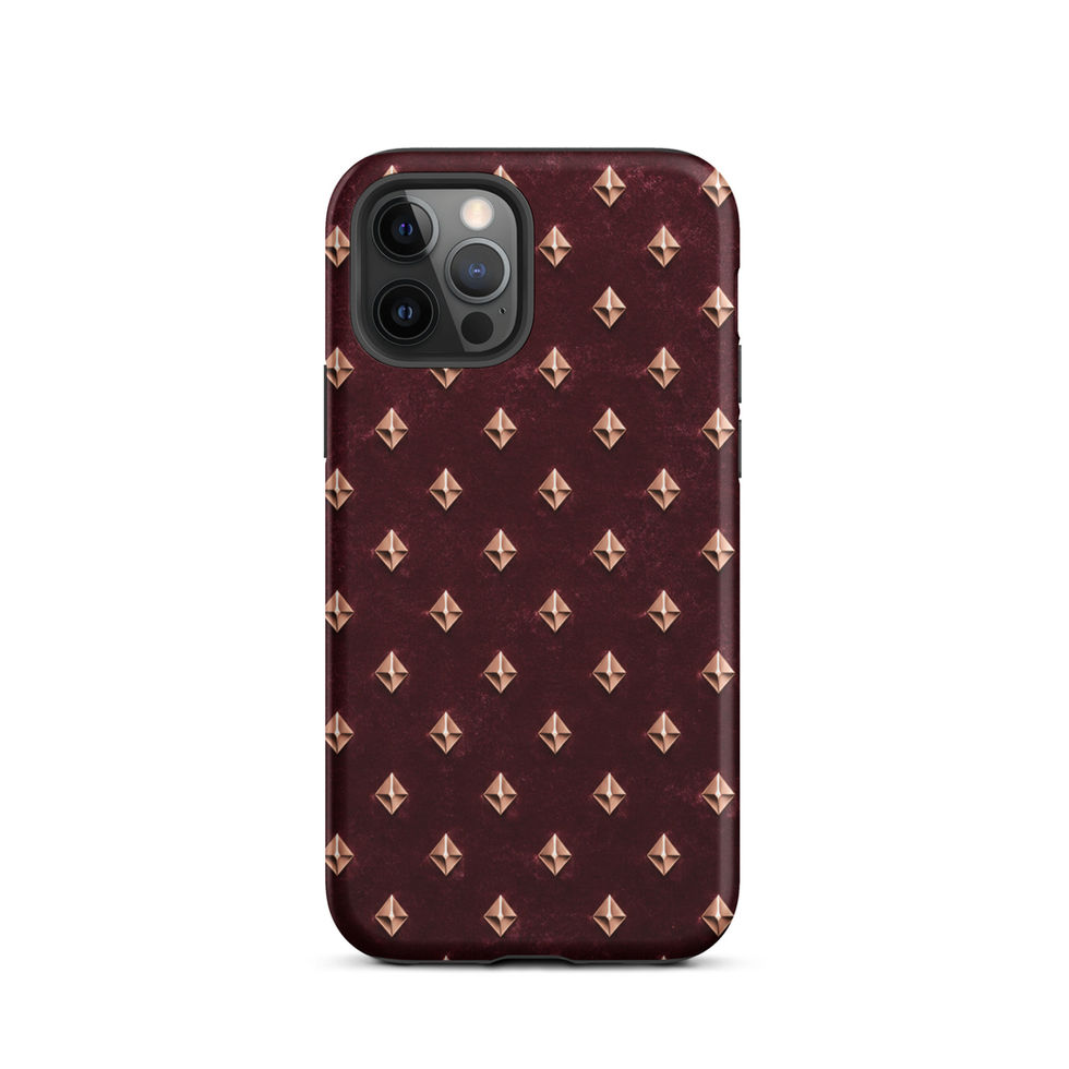 Rosé Velvet Diamonds tough case for iPhone 12 Pro, rose gold-look diamonds on burgundy