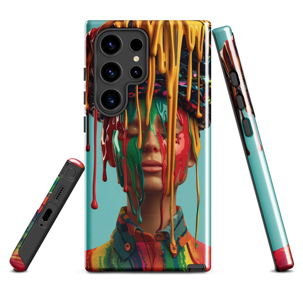 Drip Royale tough Samsung Galaxy case with vivid neon paint-drip portrait, rear view, preview 10
