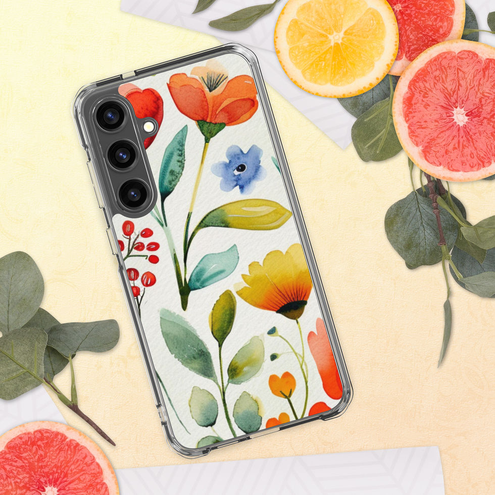 Meadow Daydream clear case for Samsung Galaxy S25, hand-drawn sunflower meadow artwork, front angled view, image 29