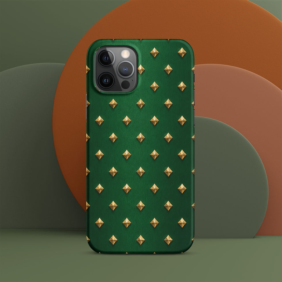 Emerald Gilt Diamonds snap case for iPhone 12 Pro, gold-look diamonds on emerald green