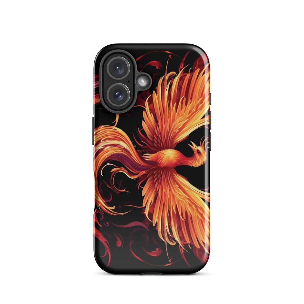 Majestic eagle-mockup-21 showing Inferno Majesty artwork on an iPhone tough phone case