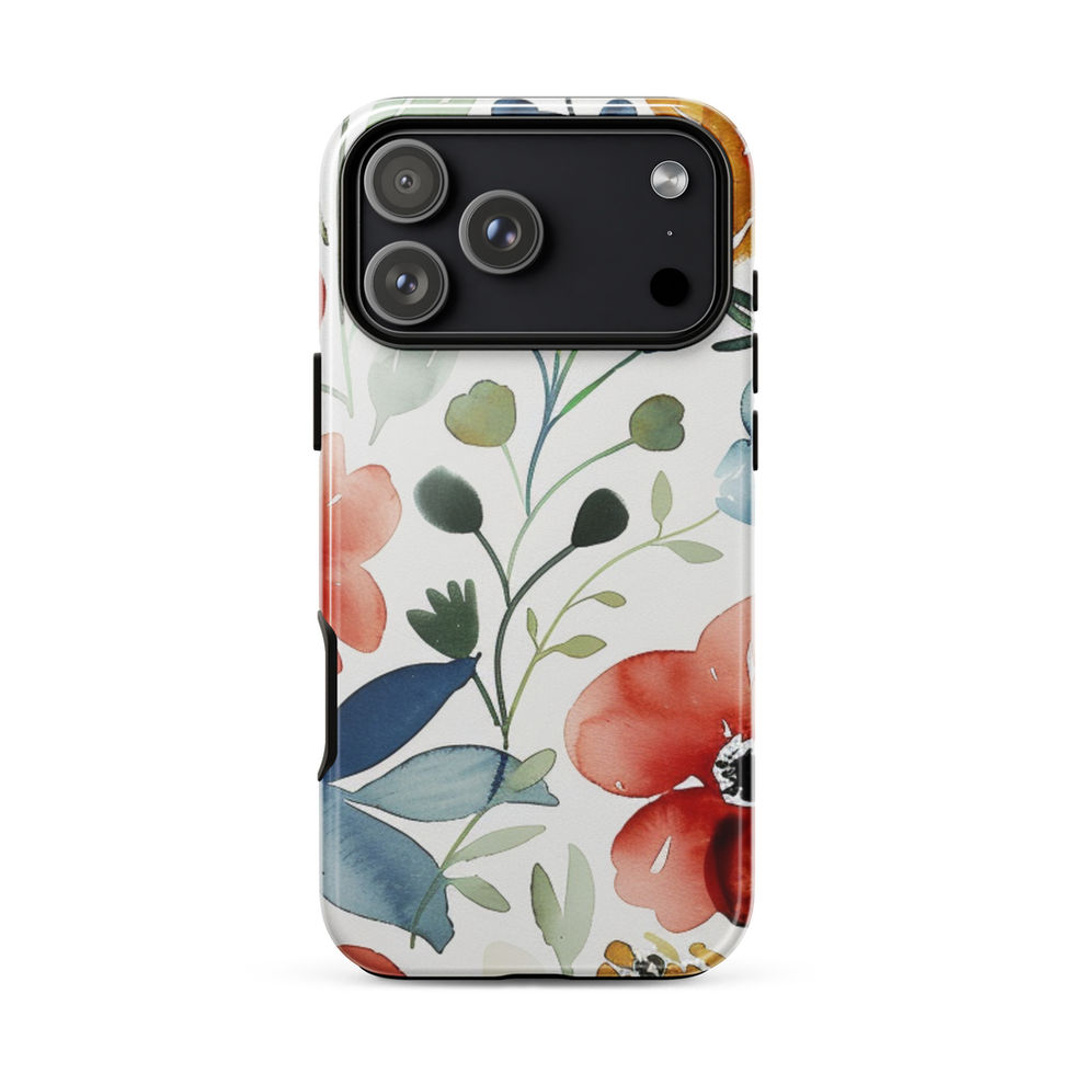 Watercolour Bloom tough case for iPhone 17 Pro Max, protective orange-and-green floral painting, image 27