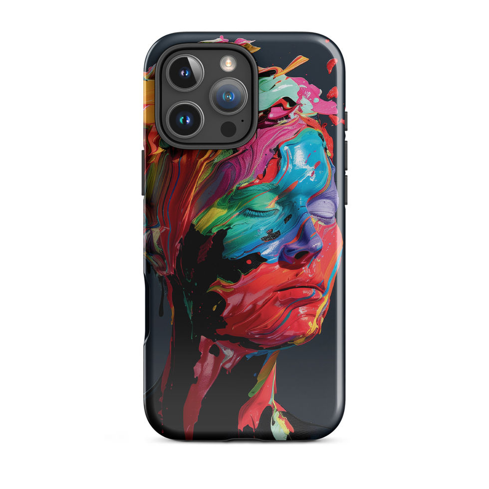 Melting Visions protective tough iPhone case with surreal colourful portrait artwork, reinforced corner view, image 24
