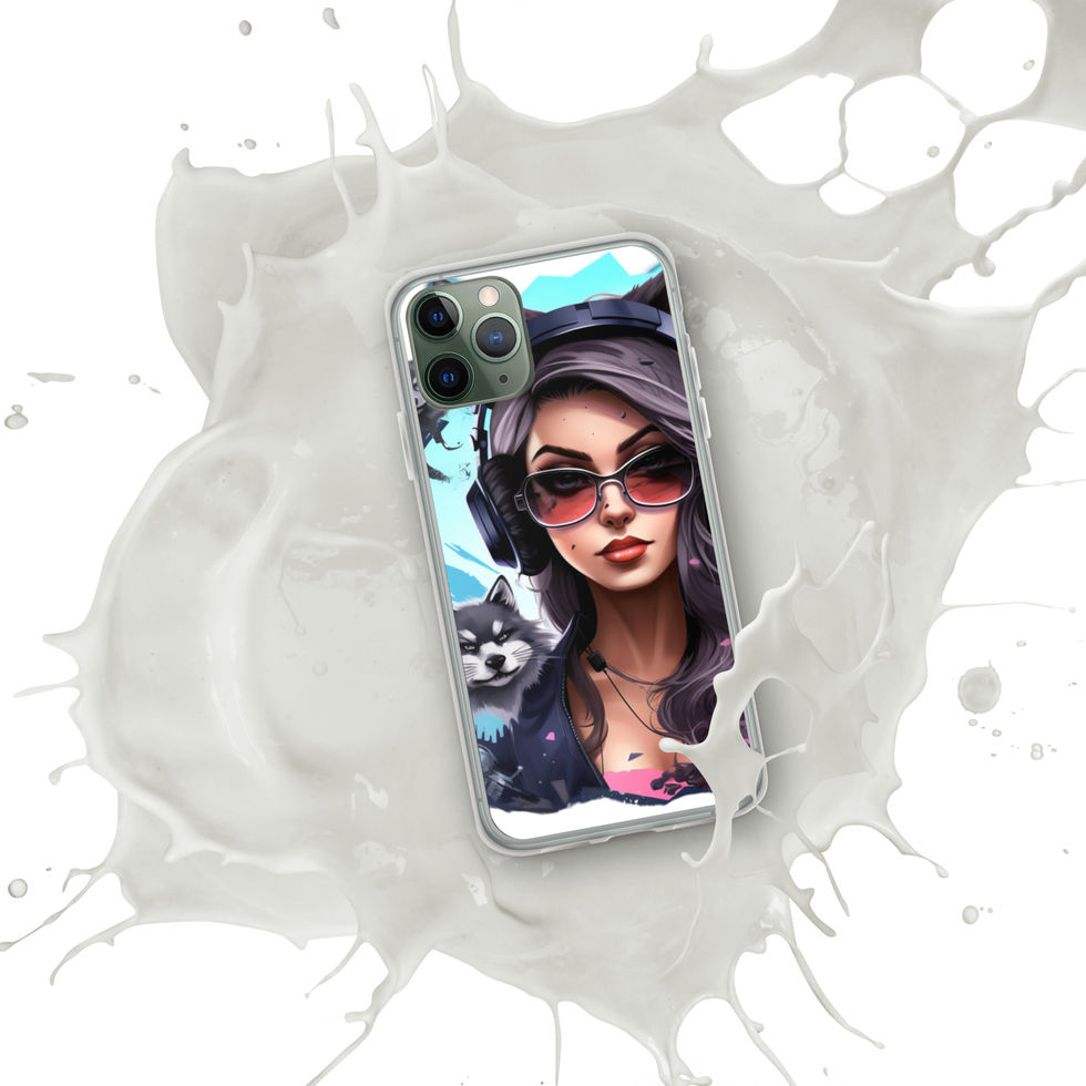 Shadow Huntress iPhone clear case with dark hair framing the face