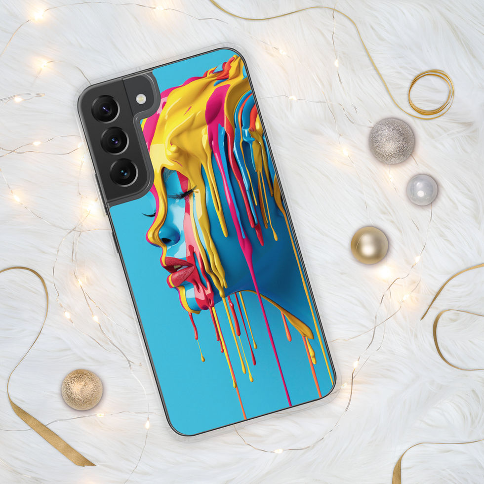 Melted Serenity clear case for Samsung with calm surreal portrait artwork, clean studio view, preview 7