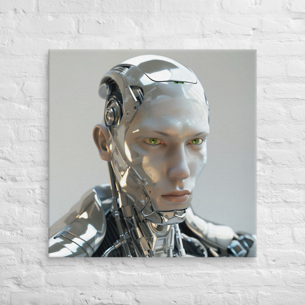 Cyborg Genesis canvas: rounded metal crown with dark gaps between its plates