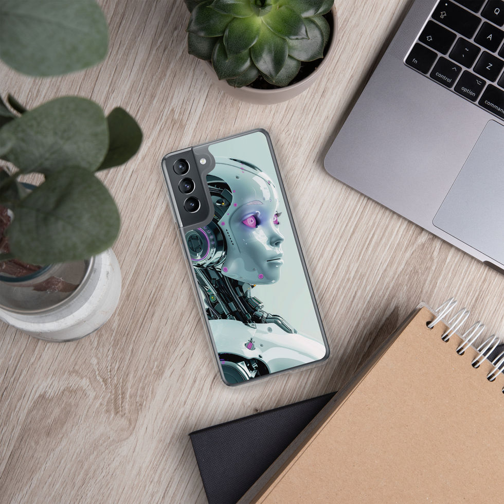 Detailed glowing eye artwork on a Neon Cypher Samsung phone case