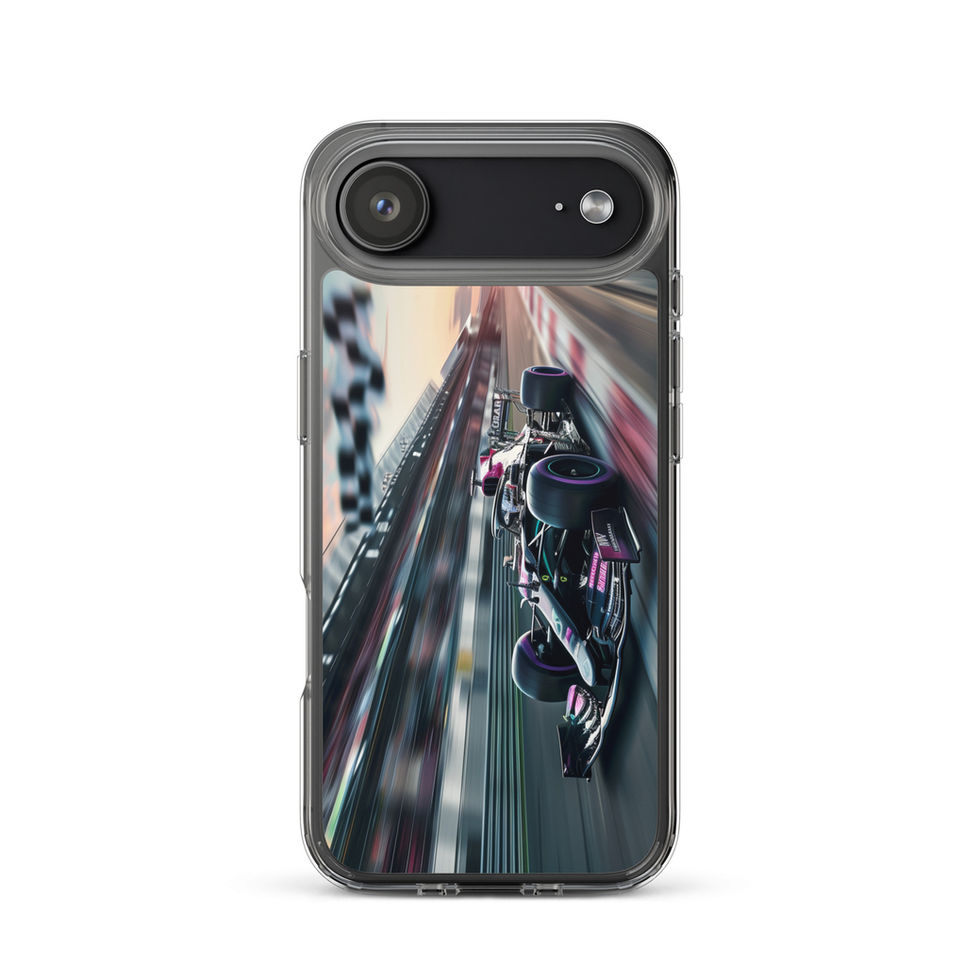 Midnight Velocity Clear case for iPhone 17 Air, race car and night lights, rear view on white