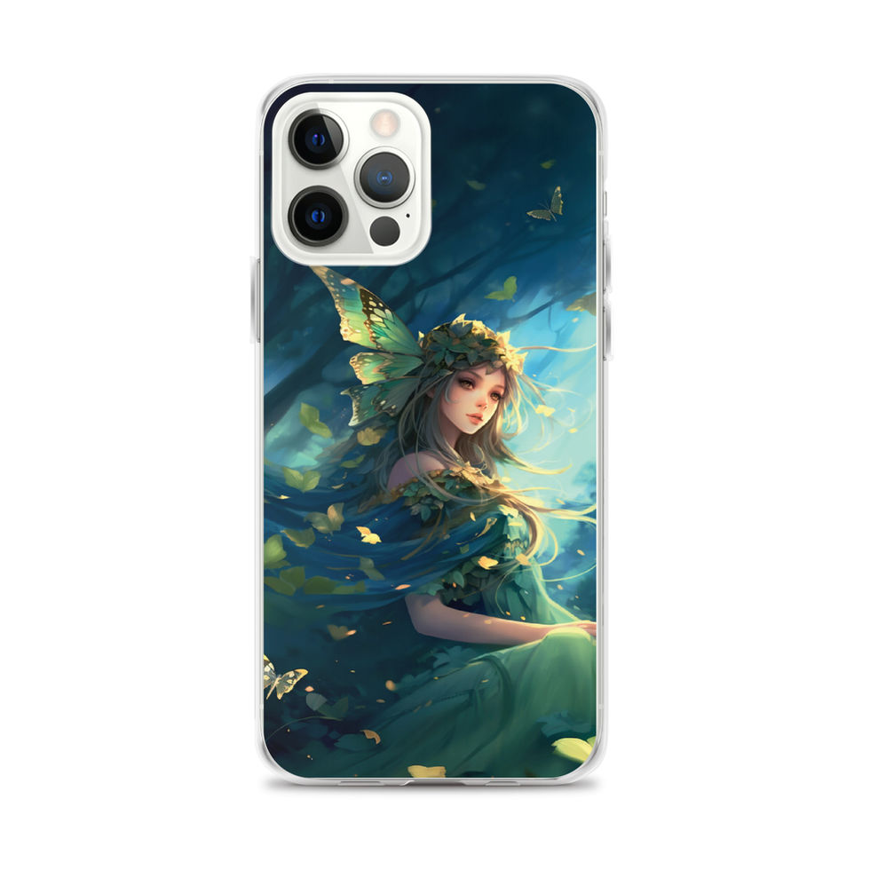 Forest Enchantress iPhone clear case with green branches encircling the scene