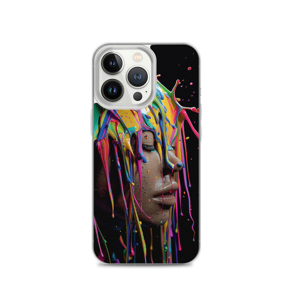 Dripping Dreams clear iPhone case with fluid colourful surreal portrait artwork, slim profile, image 20