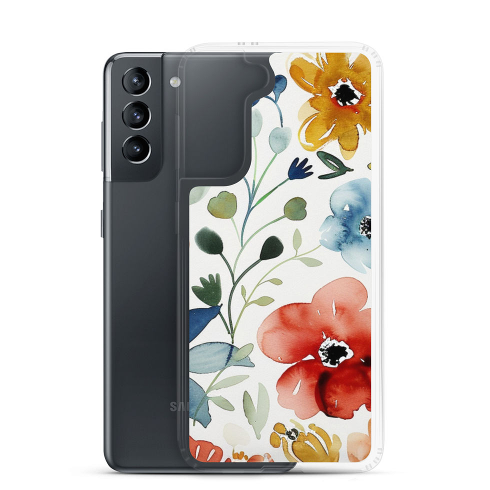 Watercolour Bloom clear case for Samsung Galaxy S23 Ultra, orange floral brushwork, image 11