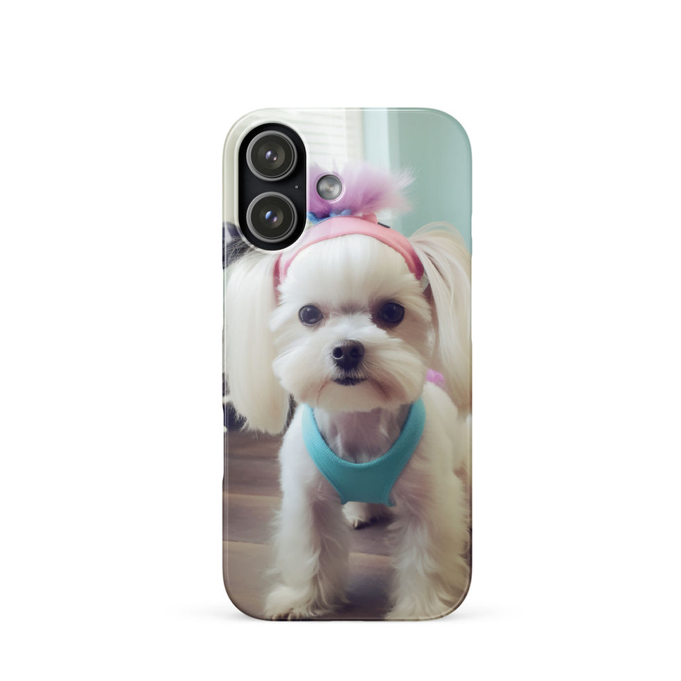 Fit Pup fitness dog iPhone snap case — rear case view in dark lifestyle scene