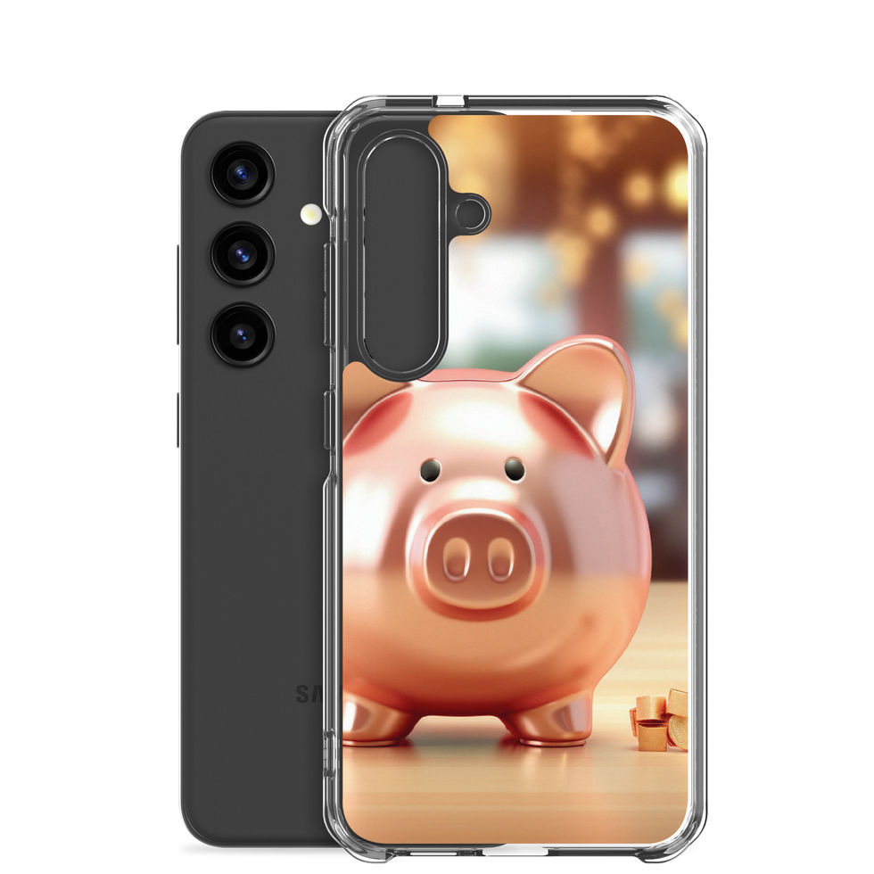 Golden Fortune clear Samsung phone case showing the pig’s nose centred in a warm scene.