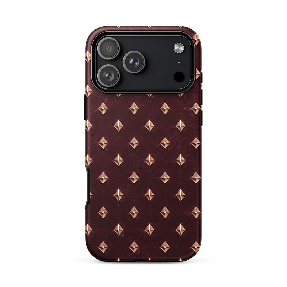 Rosé Velvet Diamonds tough case for iPhone 17 Pro Max, rose gold-look diamonds on burgundy