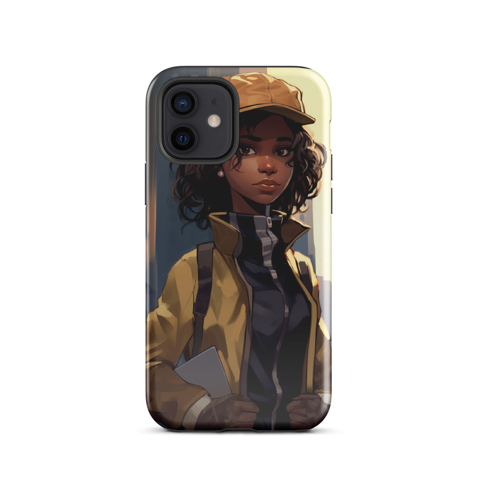 Focused iPhone 12 Pro case featuring urban resilience in soft amber light